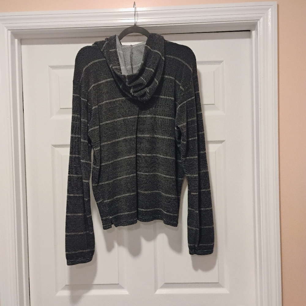 Billabong Men's Striped Hooded Pullover - Charcoal & Light Gray